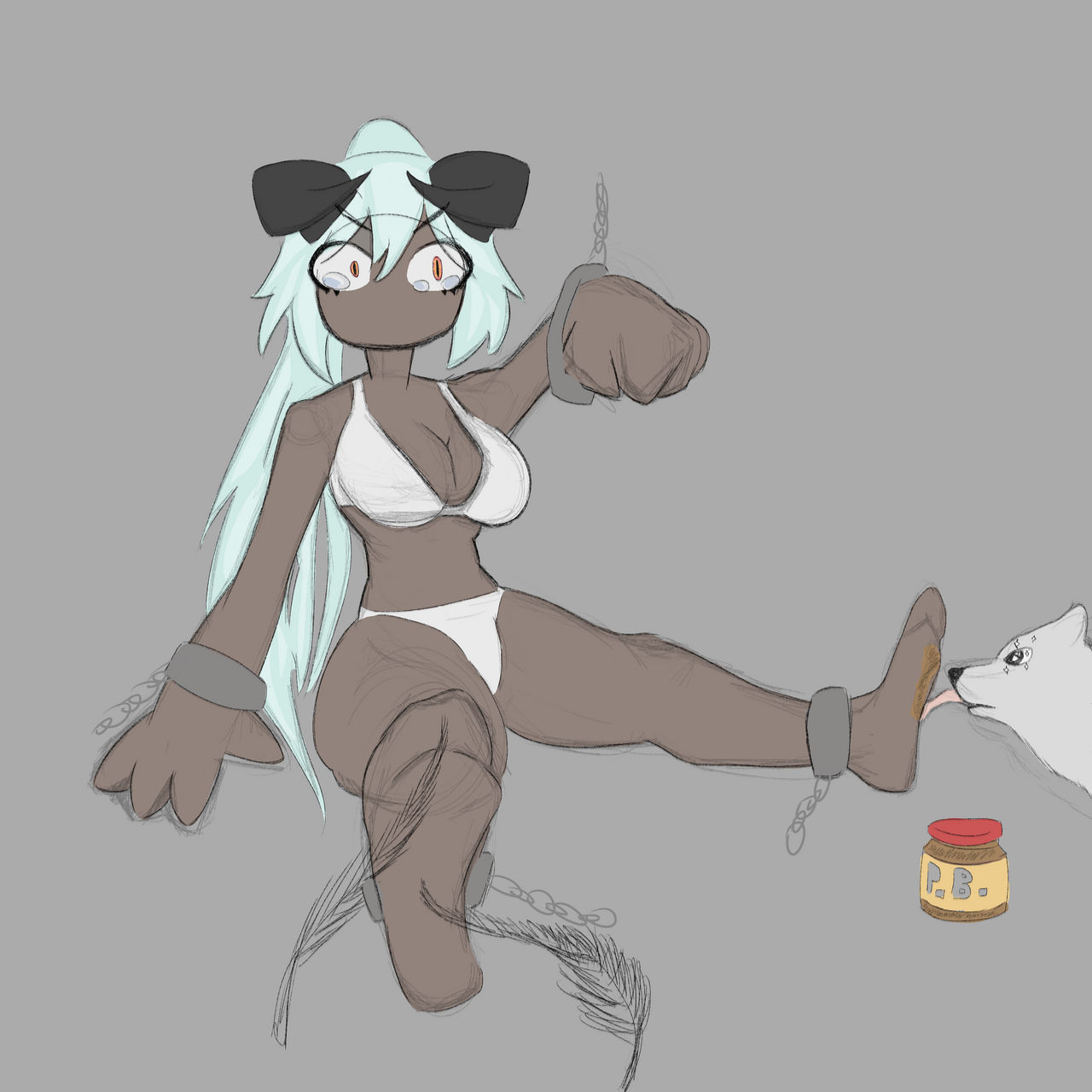 Demon girl captured and tickled