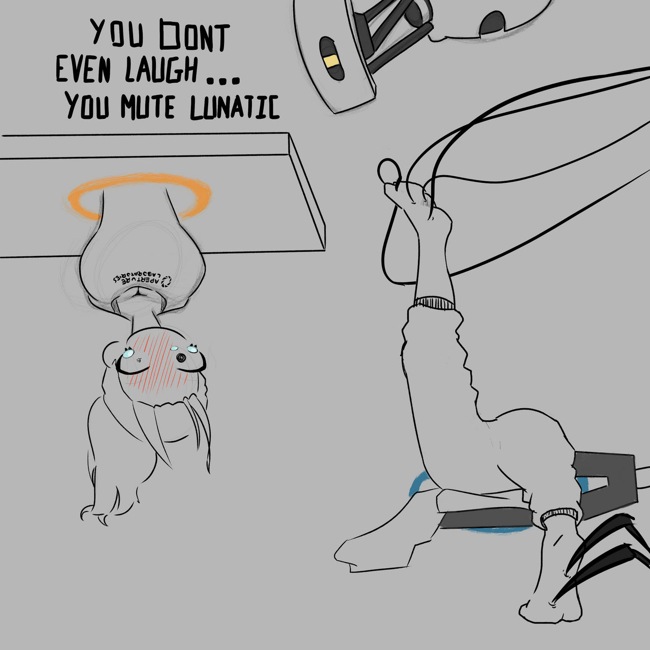 Chel captured and tickled by GLaDOS