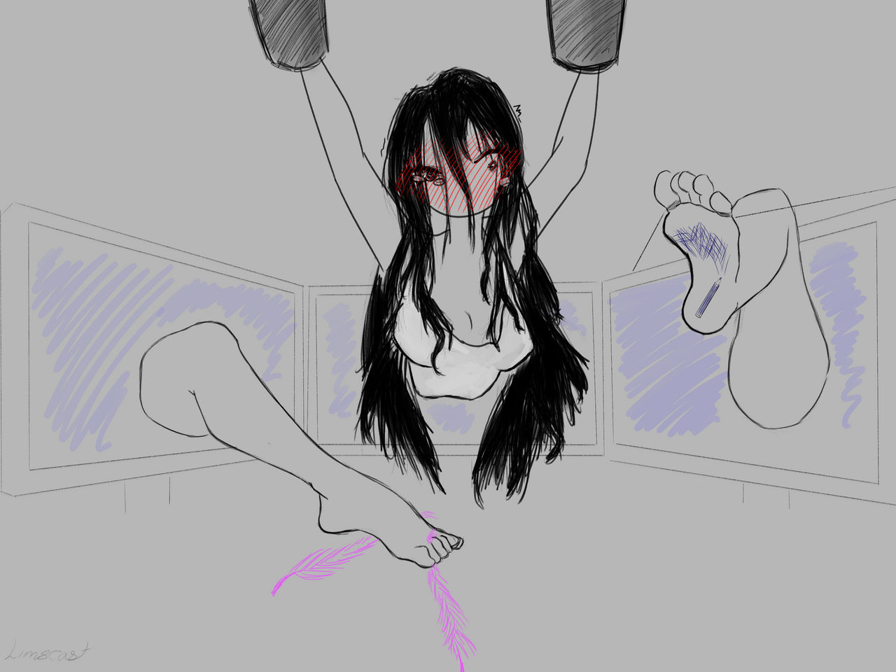Sadako contained and tickled