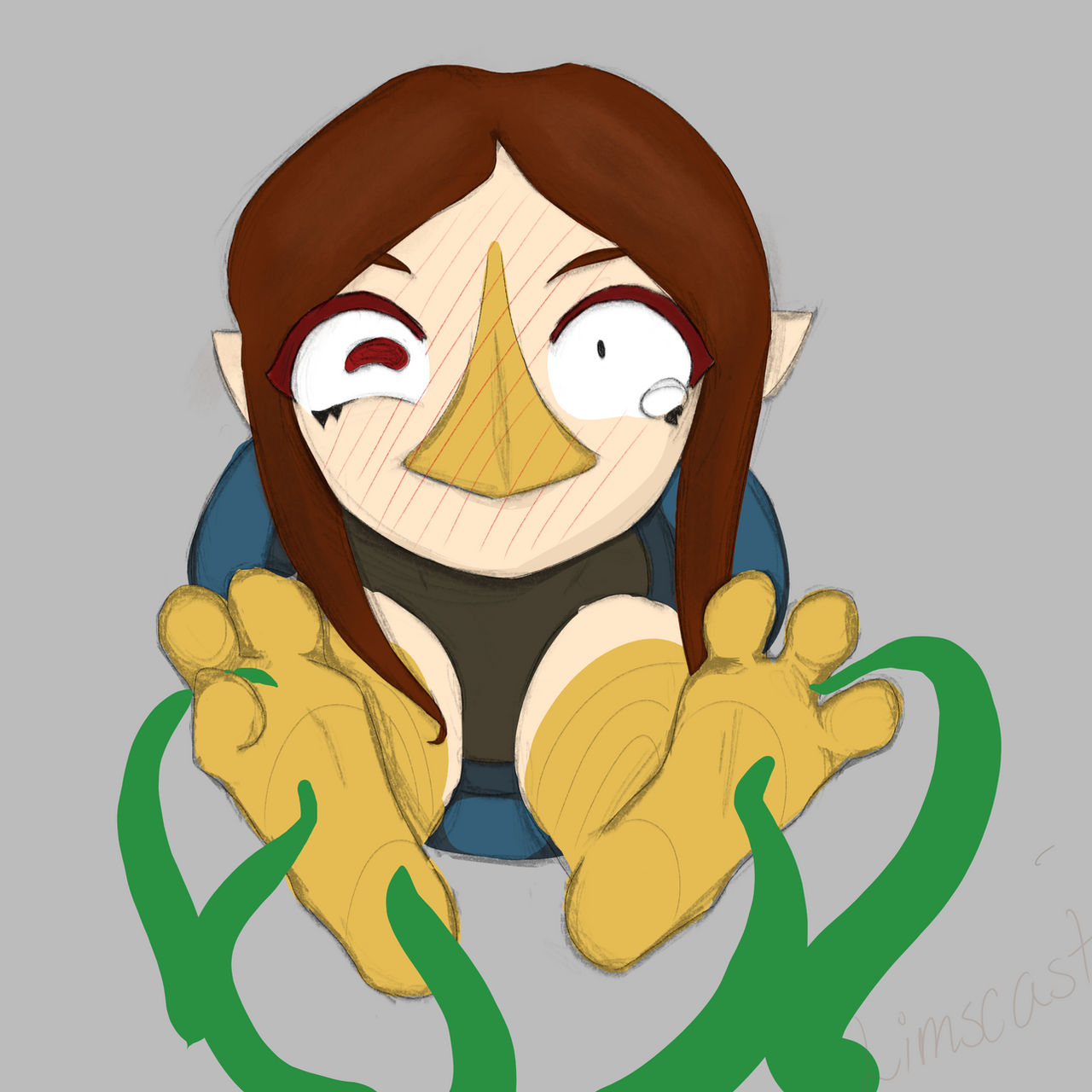 Medli stuck in a pot and tickled by tentacles