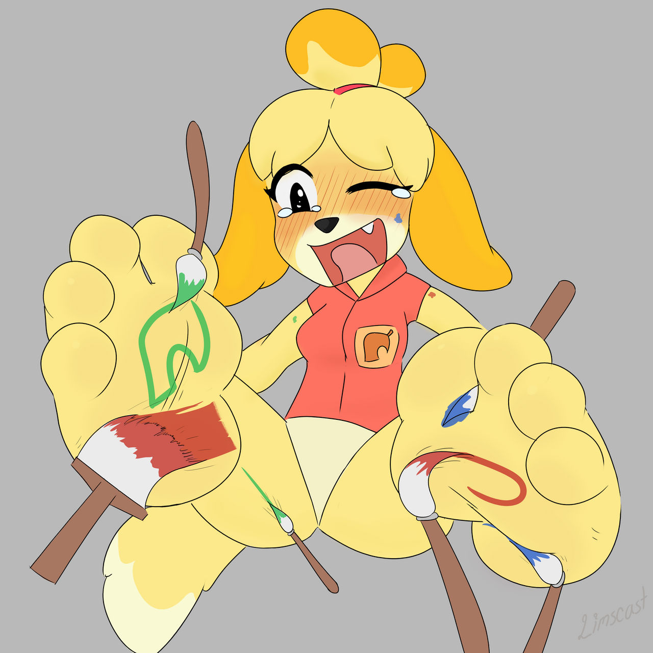 Isabelle's ticklish painting lesson