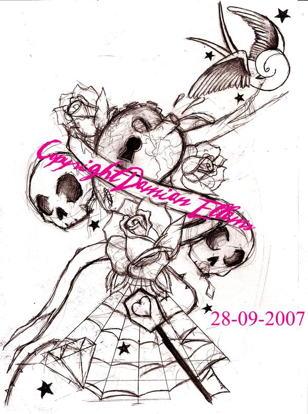 tattoo design 1 skulls, roses.