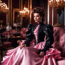 Victorian black and pink satin