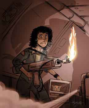 Ripley, Jones and Xenomorph Commission for Daryl