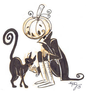 inktober 7: Pumpkin head and kitty