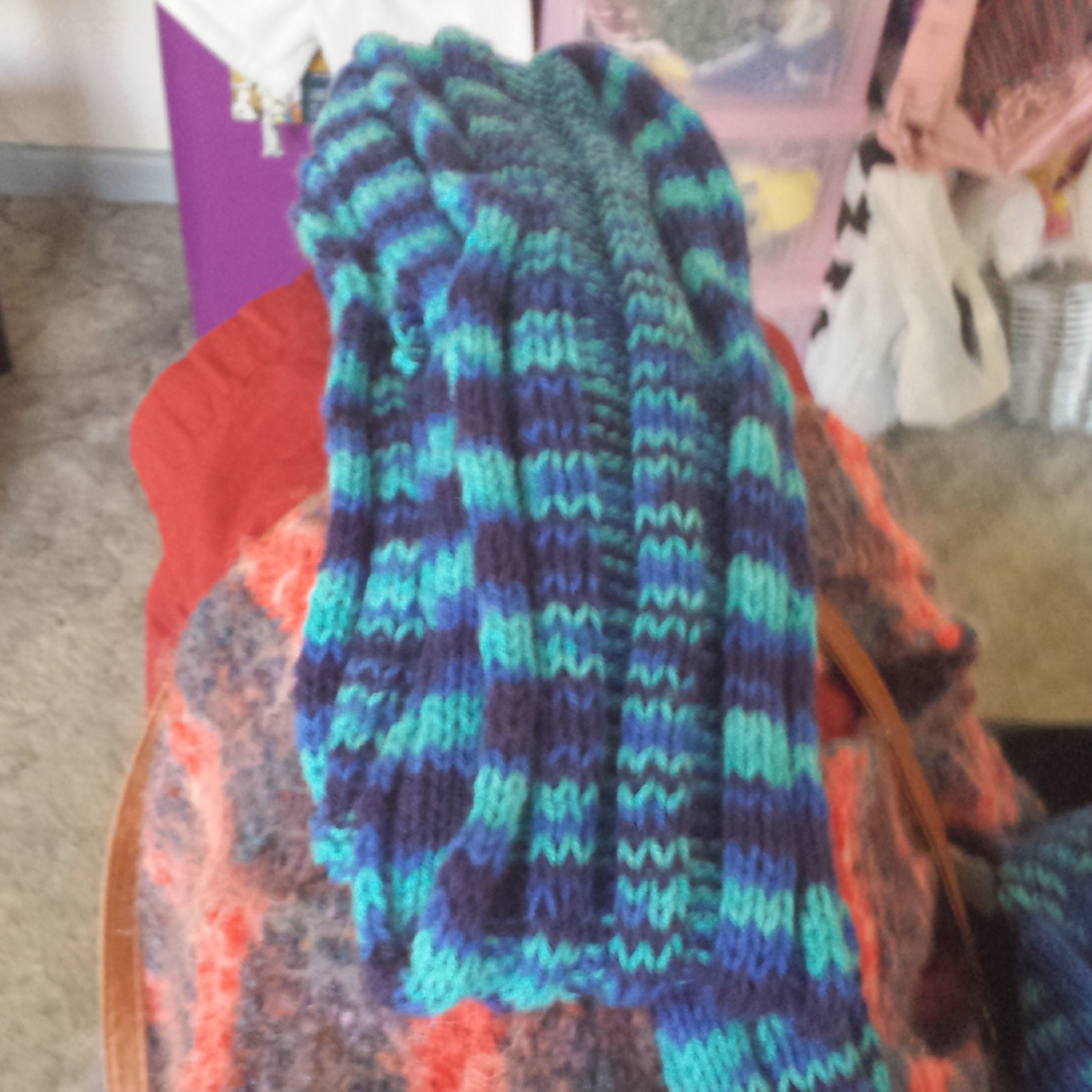 Blue ribbed scarf!