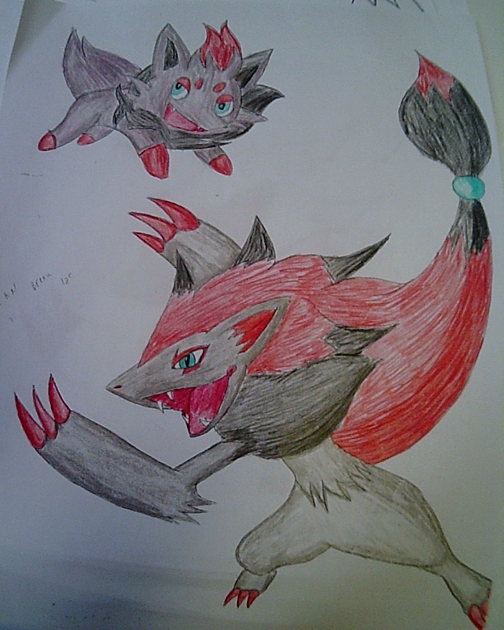 Zoroark and Zorua coloured