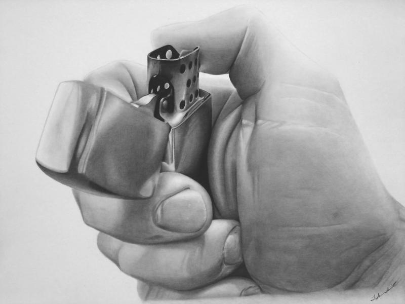 hand and lighter