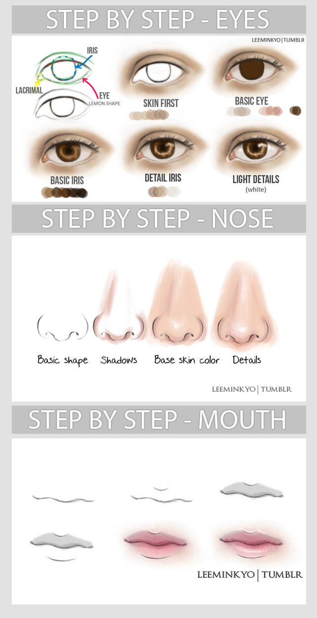 Basic tutorial - face features by LeeMinKyo on DeviantArt