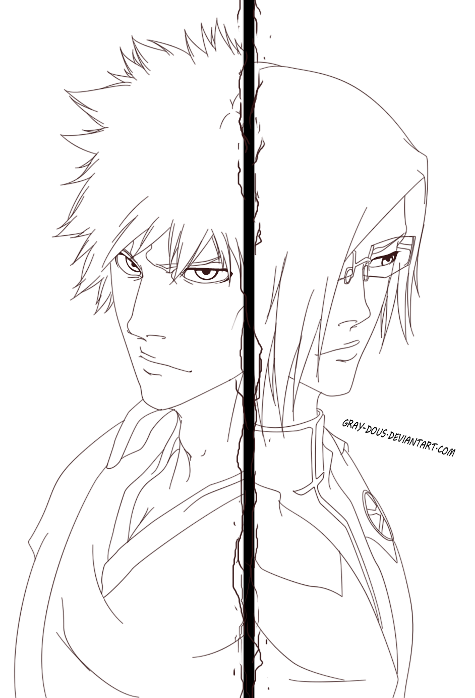 Bleach 640 Ichigo vs Ishida - Lineart