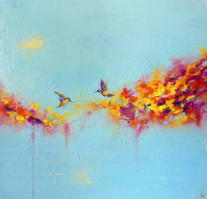 Another abstract hummingbird painting