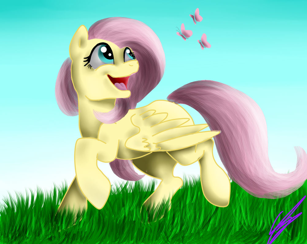 Flutterdaisy Fluttershy with butterflies - colour by GirlScoutDragon on DeviantArt