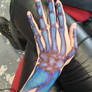 Blue skeleton hand