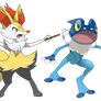 Braixen, Frogadier and Quilladin