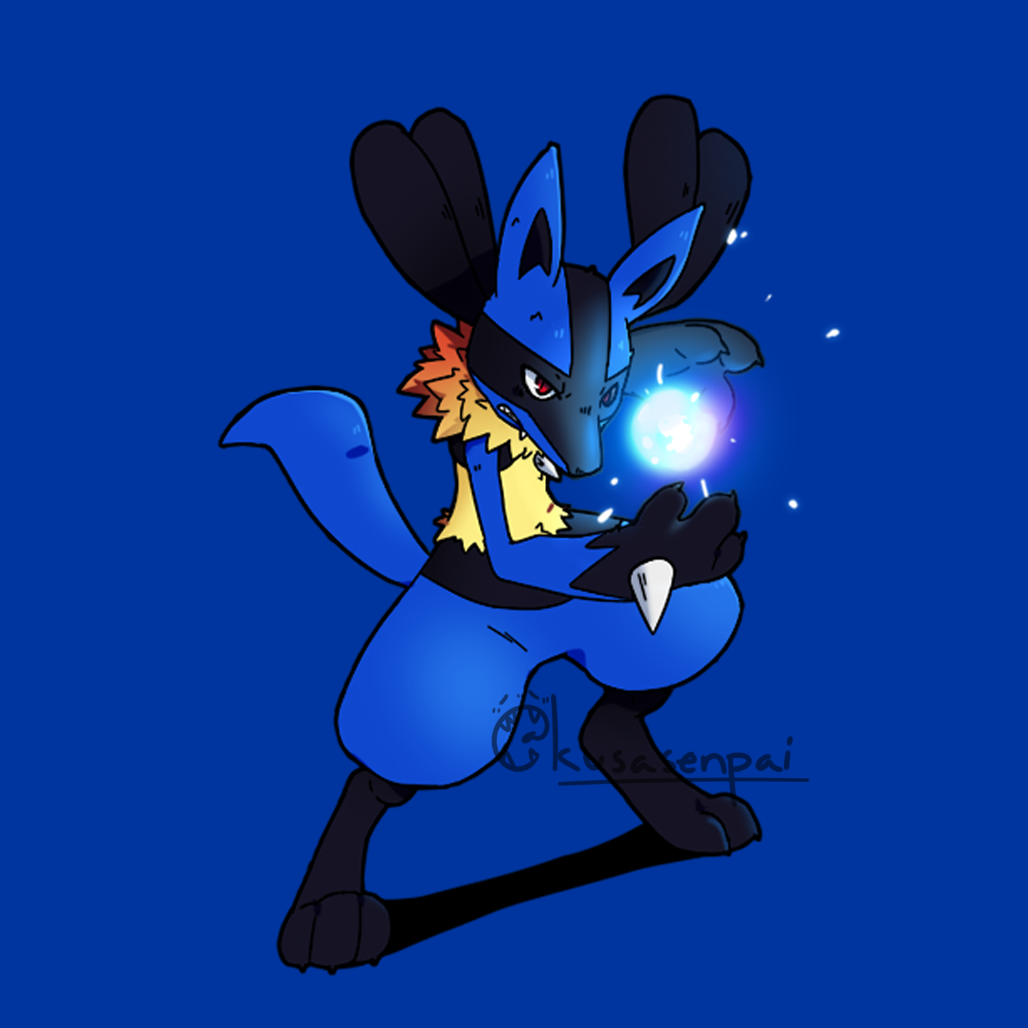 The Aura Pokemon, Lucario! {Reuploaded Art by Lillieceon