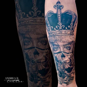 Skull Drawing Gangster King Crown Tattoo - bmp-book