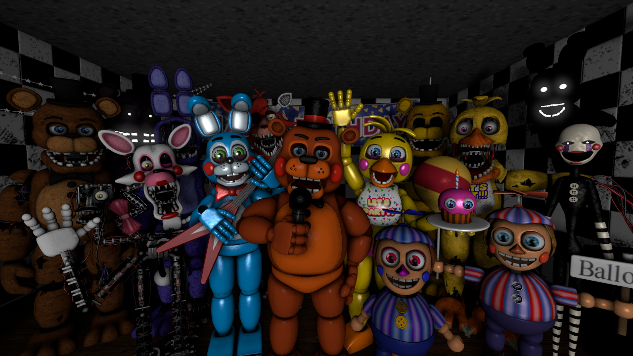 All Of The Animatronics from FNAF 2 and behindđâ€
