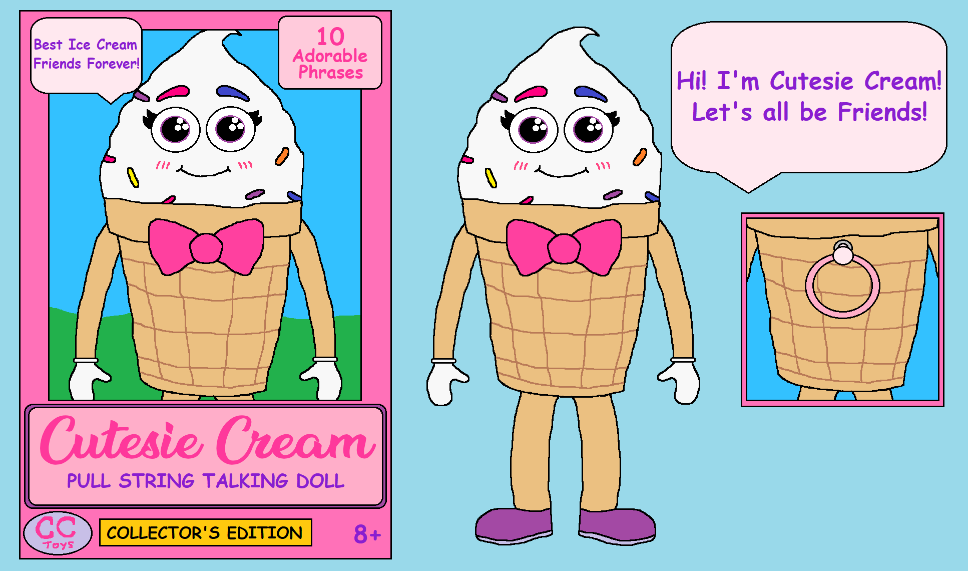 Cutesie Cream Pull String Talking Doll by JonlukevilleTVart on