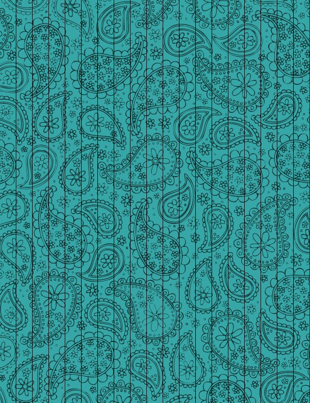 Teal Paisley Star Paper