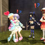 Rom kiss Plutia in front of Noire V and Blanc V