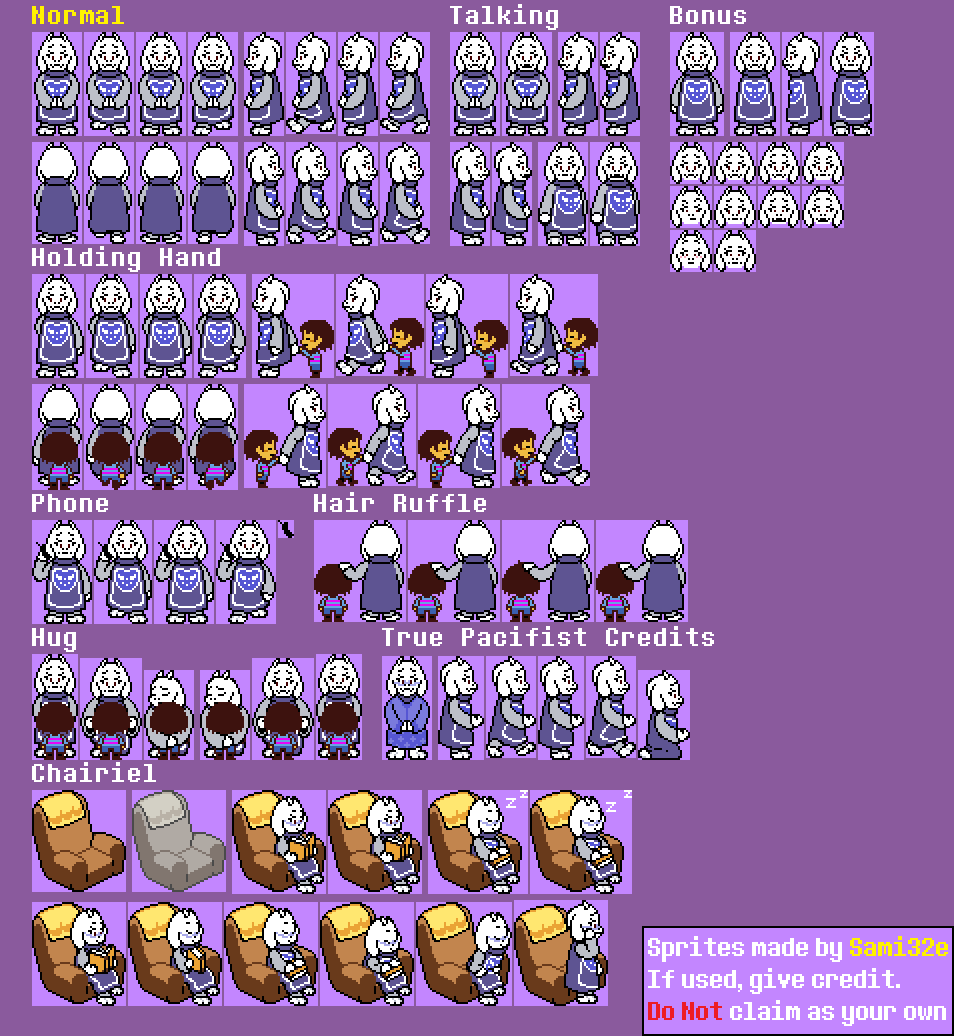 Undertale Toriel ReSprite Sheet by Sami32e on DeviantArt