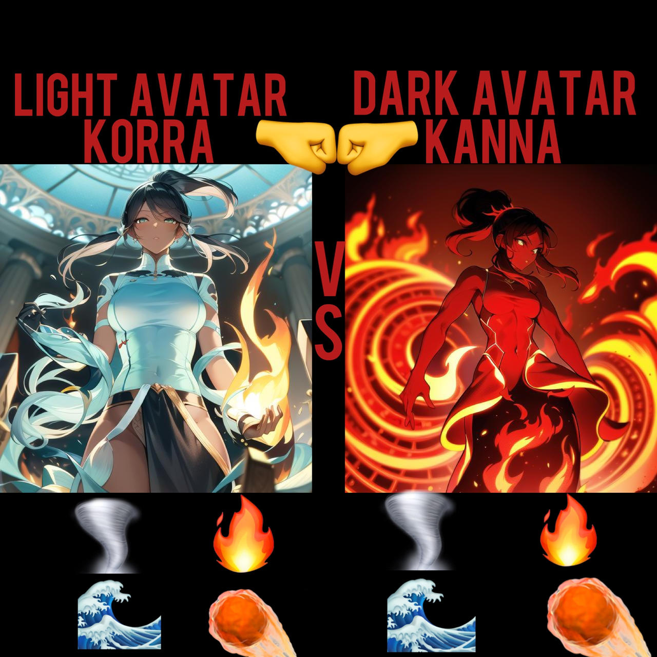 Light Avatar Korra VS Dark Avatar Kanna by BattleMorph on DeviantArt