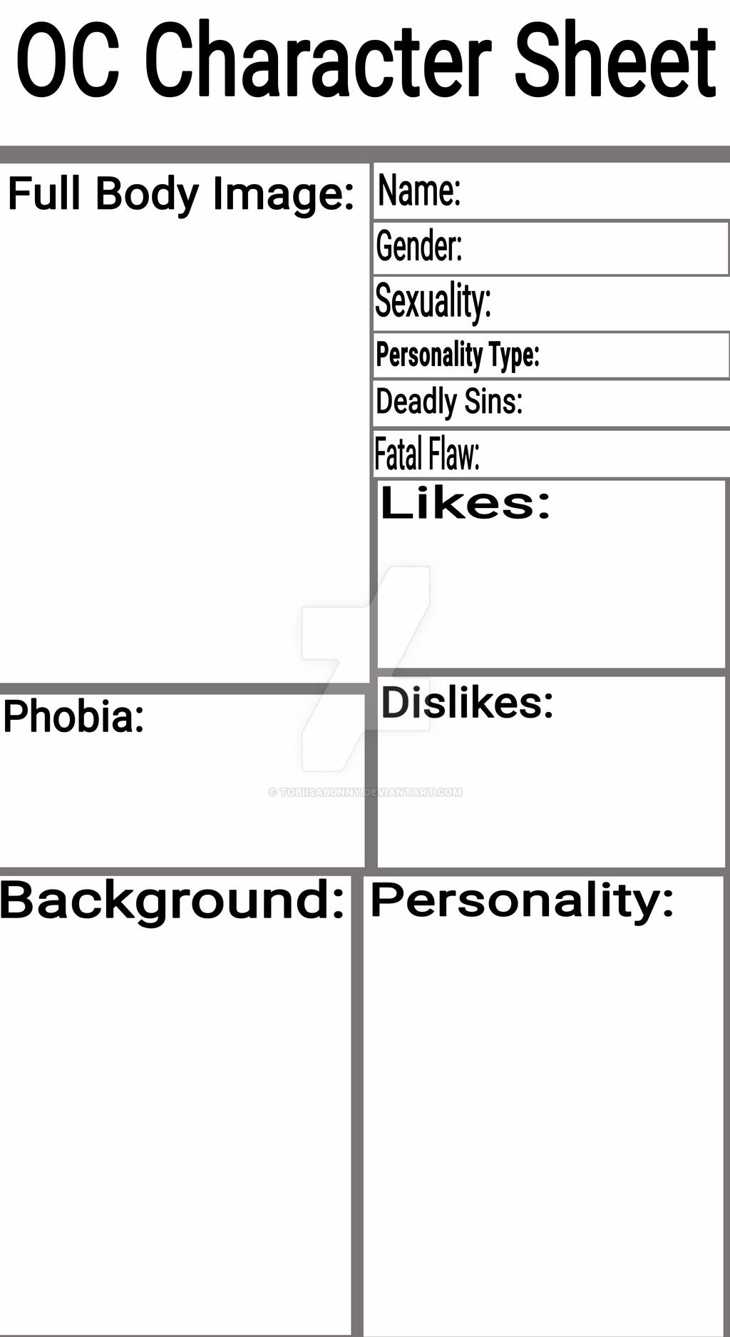 OC Character Sheet Template by TobiIsABunny on DeviantArt OC Character Sheet Template by TobiIsABunny on DeviantArt