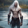 Young Handsome Dark Elf Man With White Long Hair, 