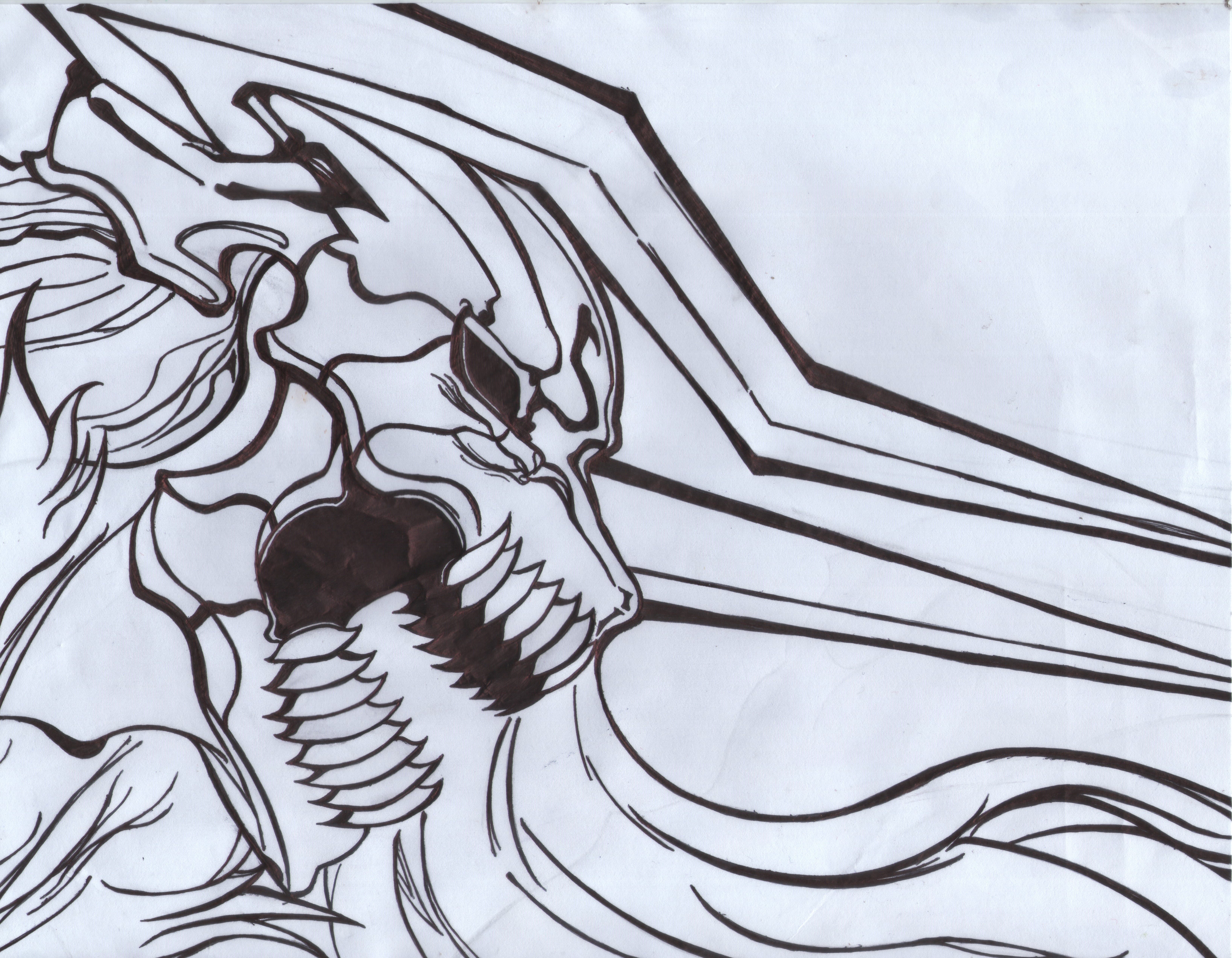 I made Ichigo Vasto Lorde fan-art using ball-point pen. : r/bleach