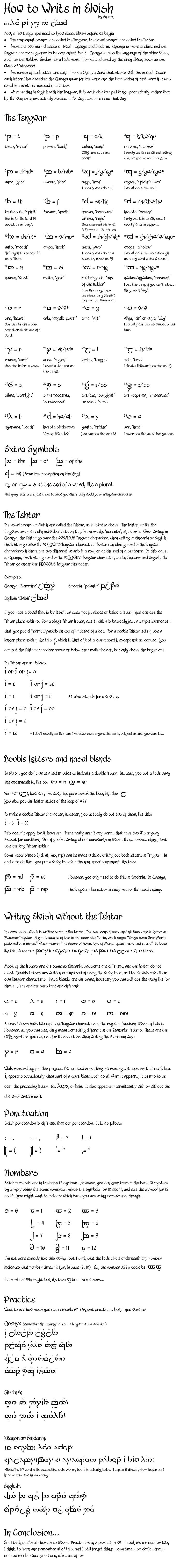 TUTORIAL: How to write Elvish