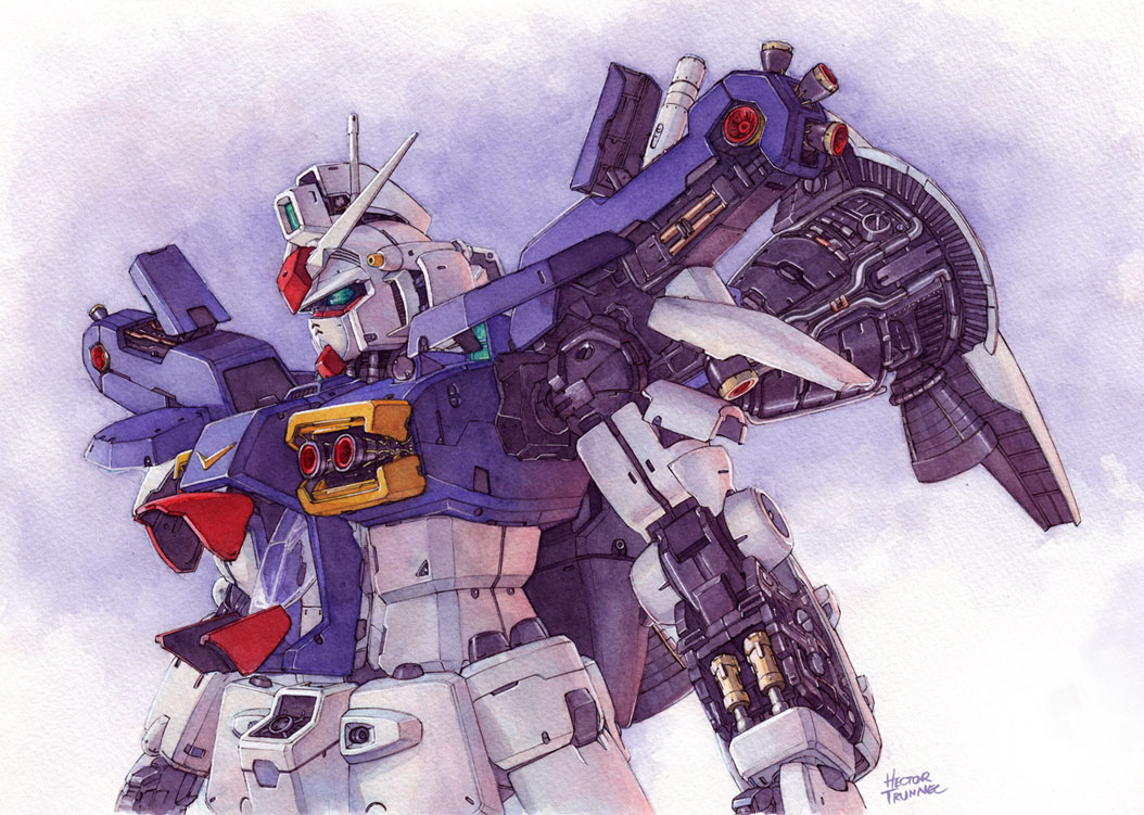 Gundam GP01 in watercolor