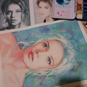 Watercolor portrait WIP