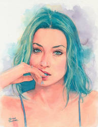 Bluehair Watercolor Portrait