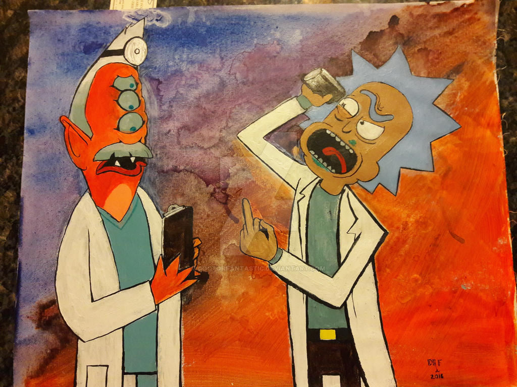 Rick and Morty acrylic painting 2 by DoctorFantastic on DeviantArt