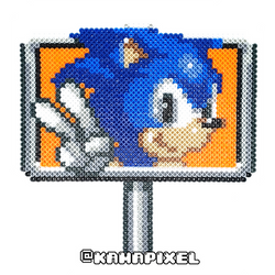Sonic The Hedgehog Sign Bead Art by KamaPixel