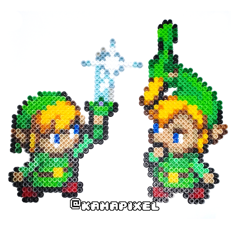 Link And Zelda! Minish Cap! Perler Beads! GBA! Retro! Legend of Zelda! Pixel!