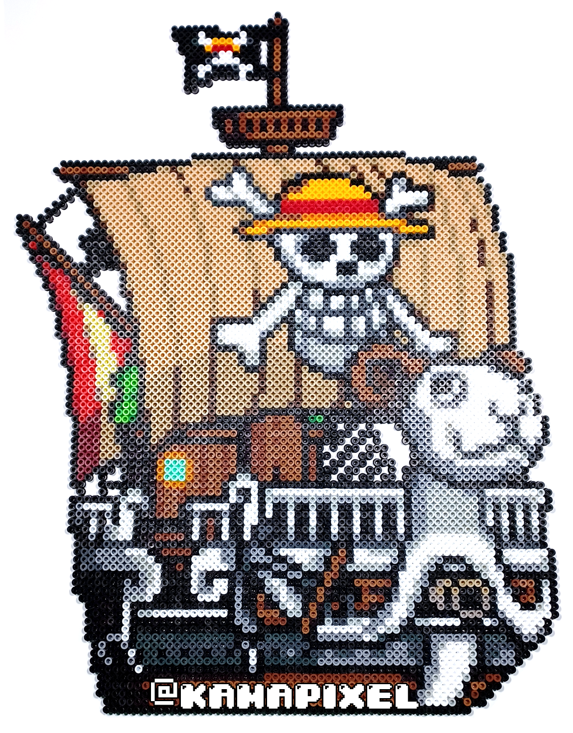 Going Merry (One Piece) Ímã ou Chaveiro - Pixel Art / Hama Beads