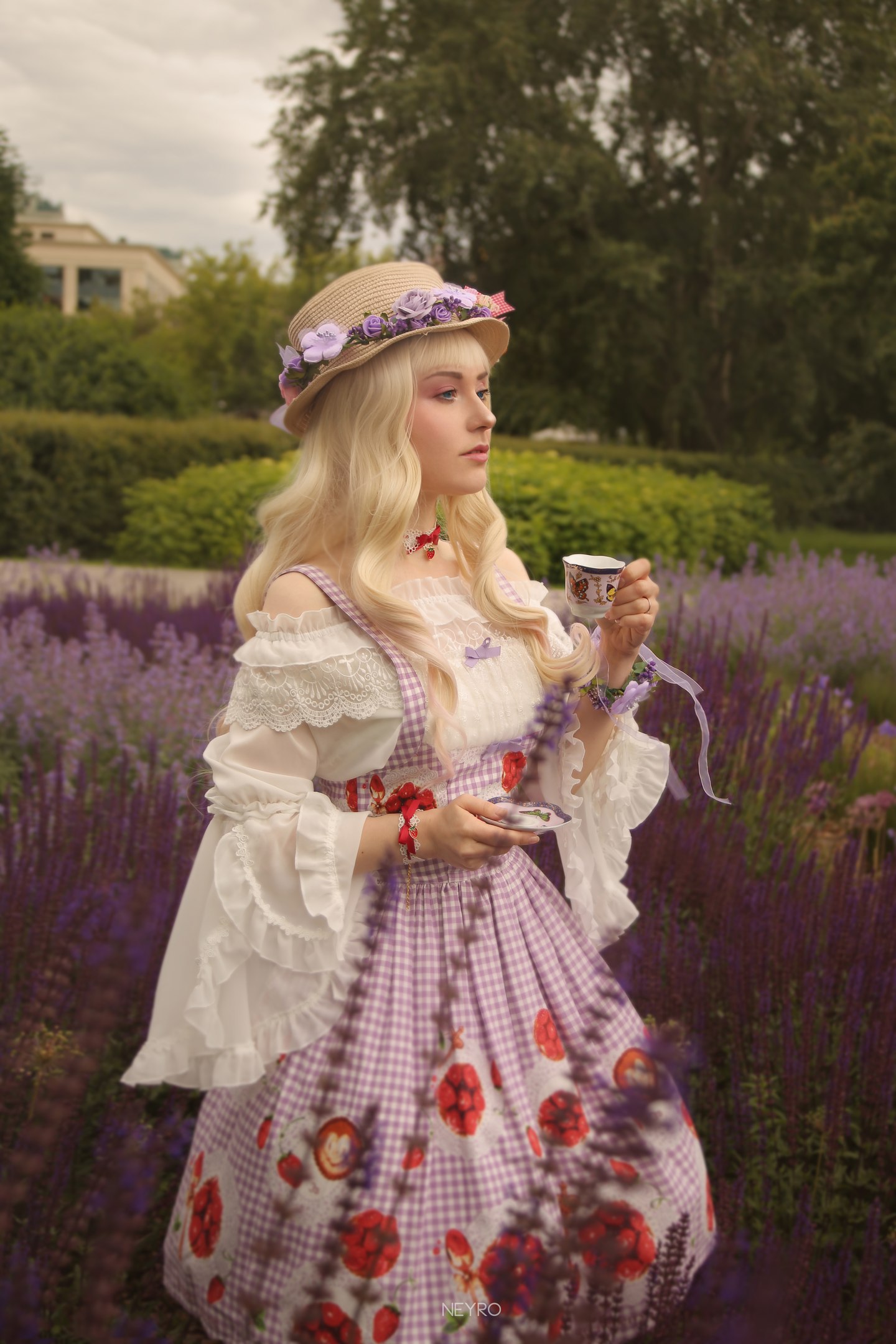 Lolita photosession on summer flowers festival