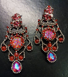 red chandelier earrings