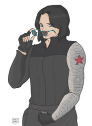 Bucky with u know glasses