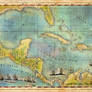 Caribbean Pirate + Treasure Map 1660 (Colored)