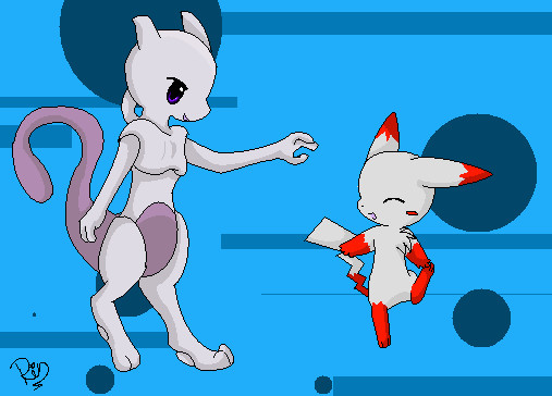 Rita and mewtwo playin tag