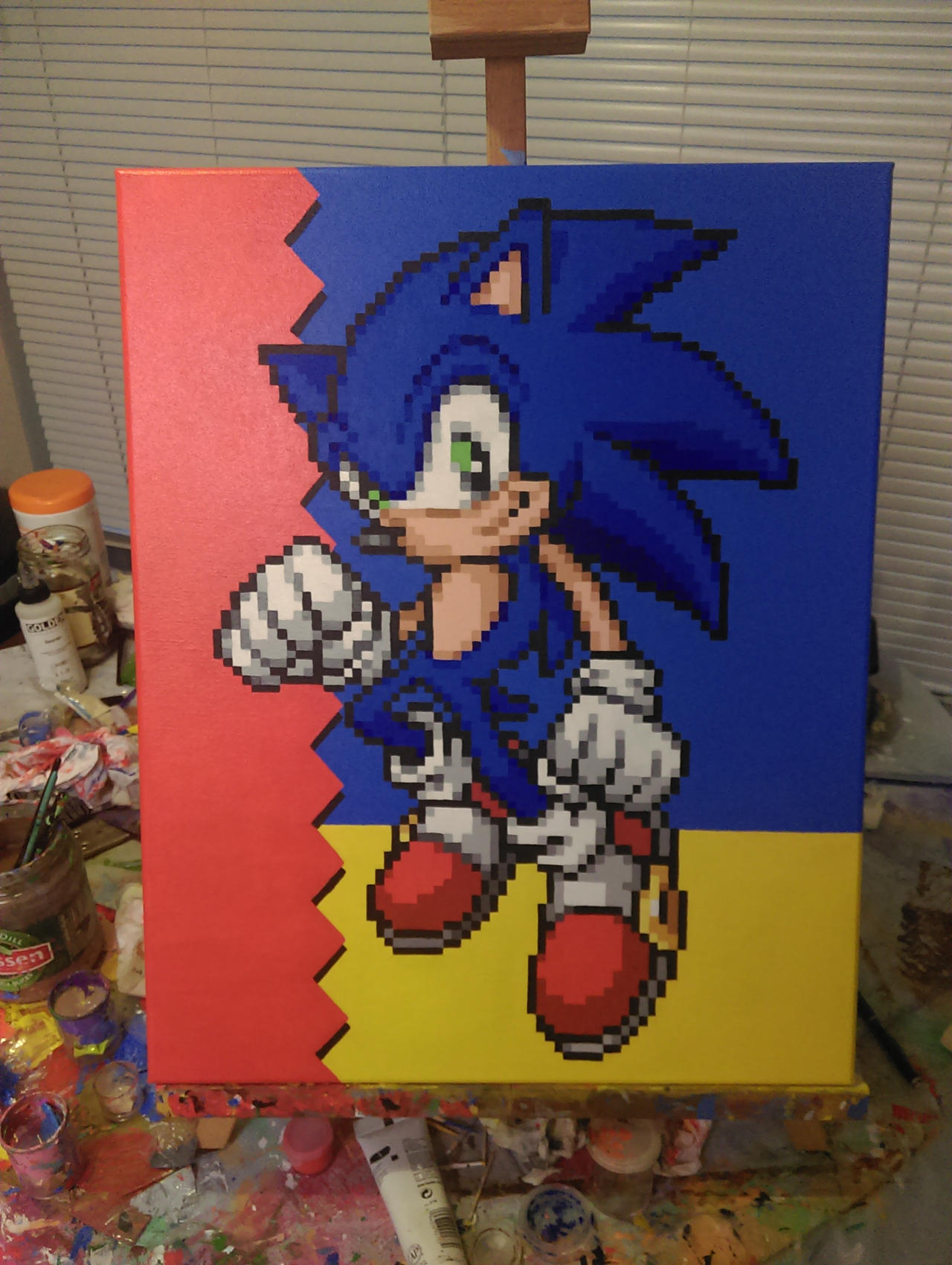 Sonic the Hedgehog pixel painting