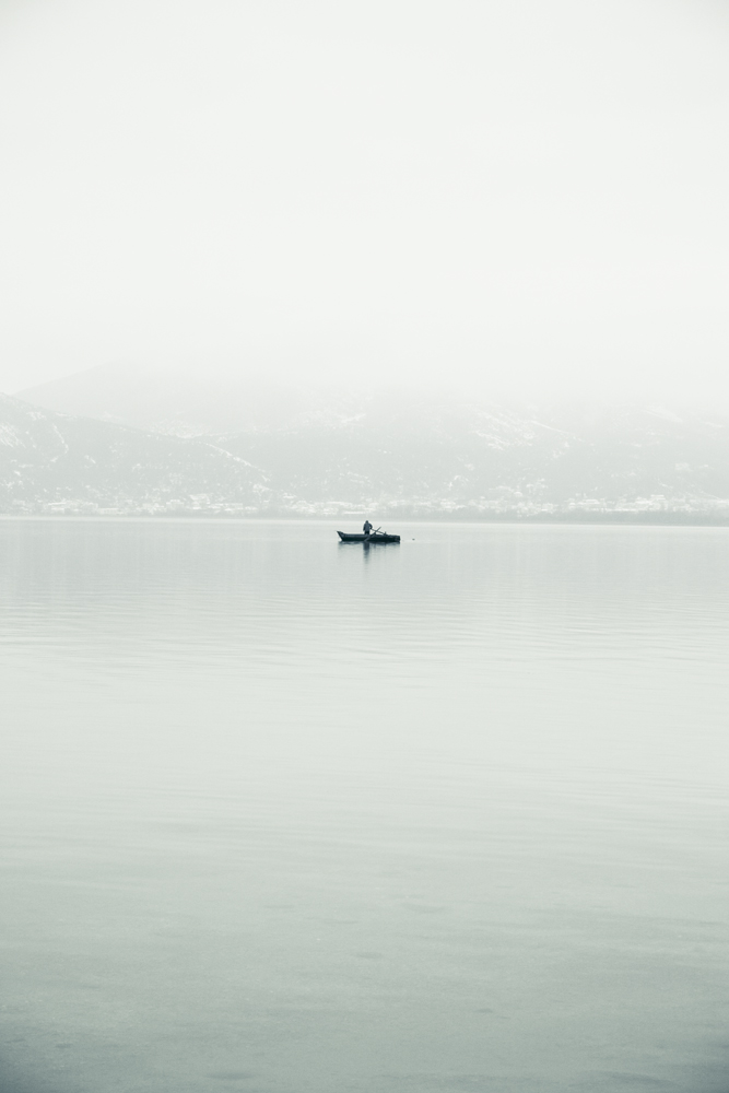 Boat in fog.