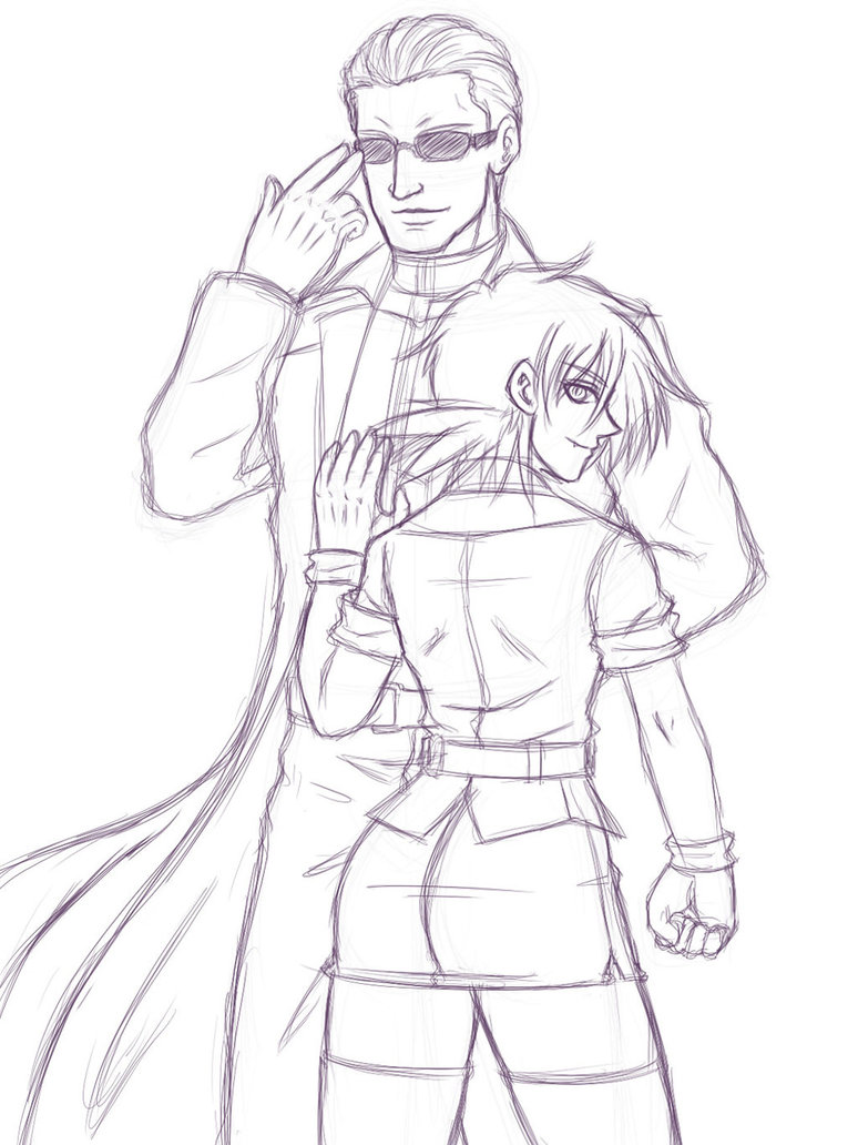 Resident Hellsing Wesker x Seras sketch