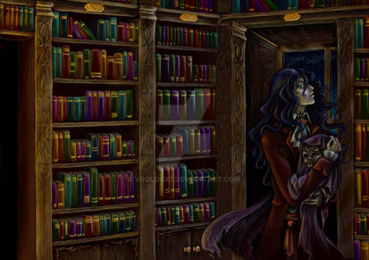 Vampire in his library