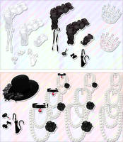 White cat and a black cat accessories set-dl