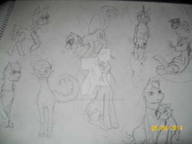 sketches of alicorn and random monster thing