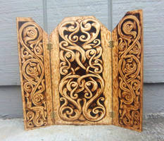 Stave designs Triptych Wood-burned
