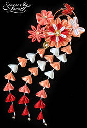 Red Peach Passion Kanzashi